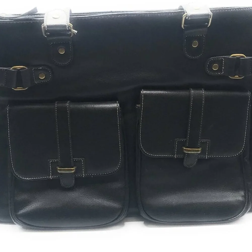 FRANKLIN COVEY Business Laptop Tote Black Leather Bag